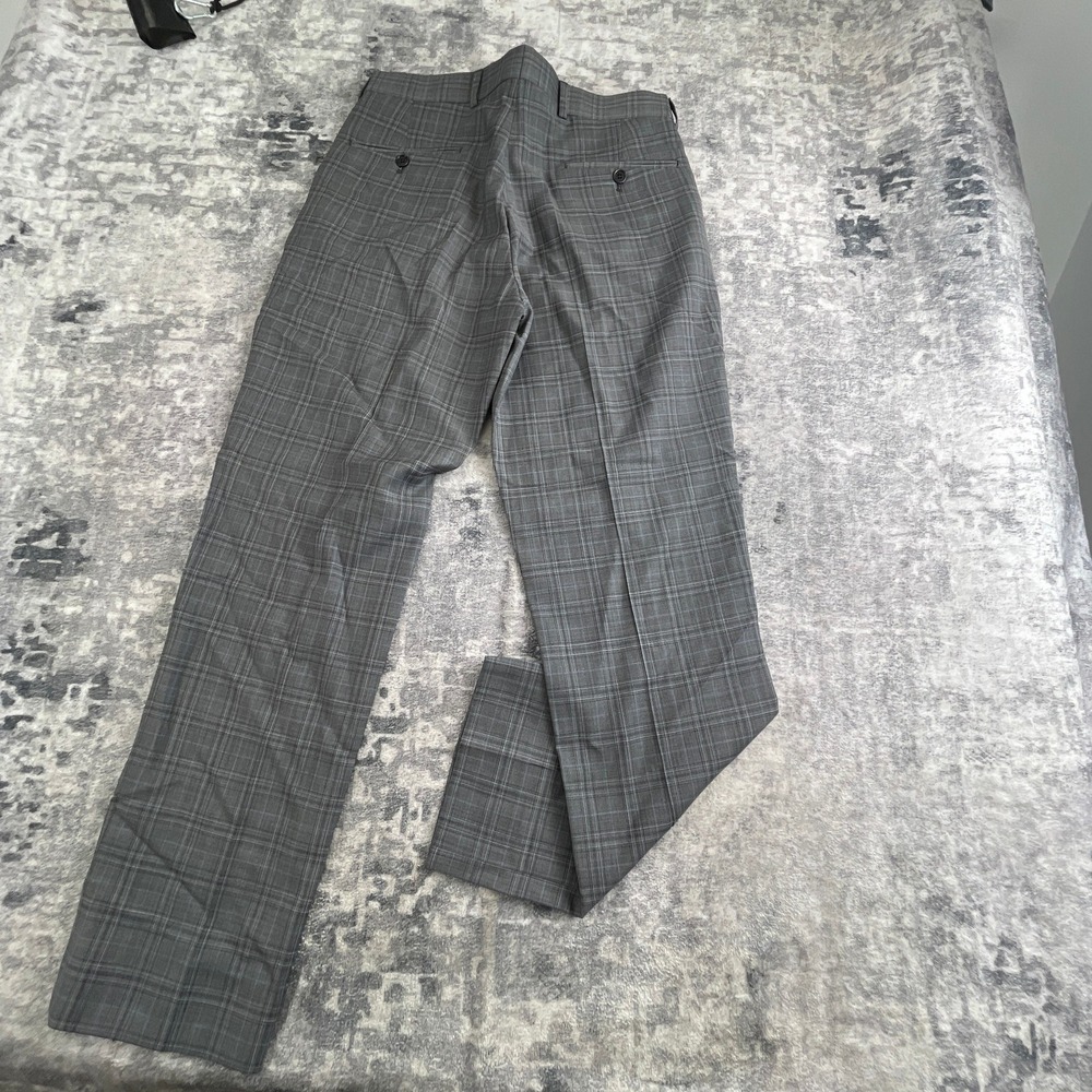 Brooks Brothers Regent Fit Dress Pants Mens 32x30 Gray Windowpane Plaid Wool - Picture 2 of 12